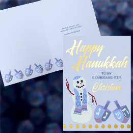 Boneco de Neve Dreidels Nome da Criança Azul Hanuk
