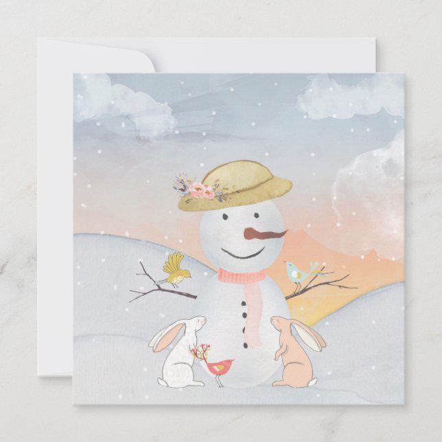 Boneco de Neve e Amigos da Floresta de Inverno (Frente)