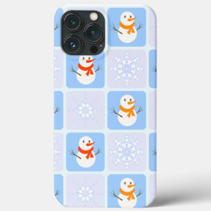 Boneco de neve e flocos de neve xadrez de inverno