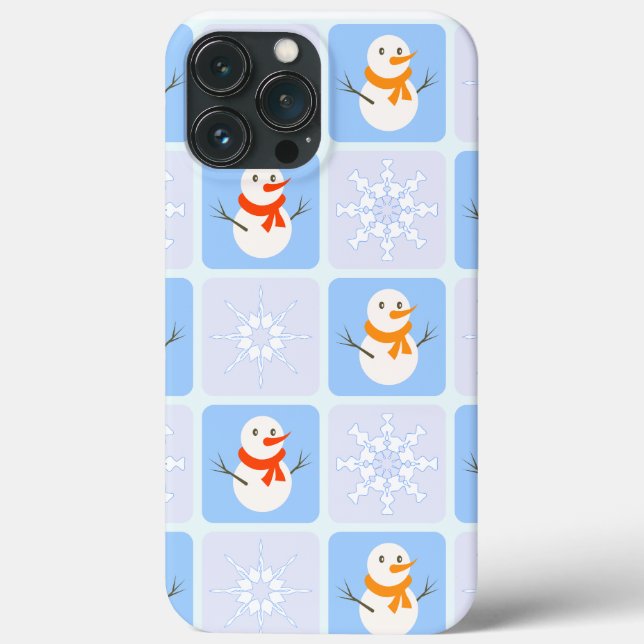 Boneco de neve e flocos de neve xadrez de inverno (Verso)