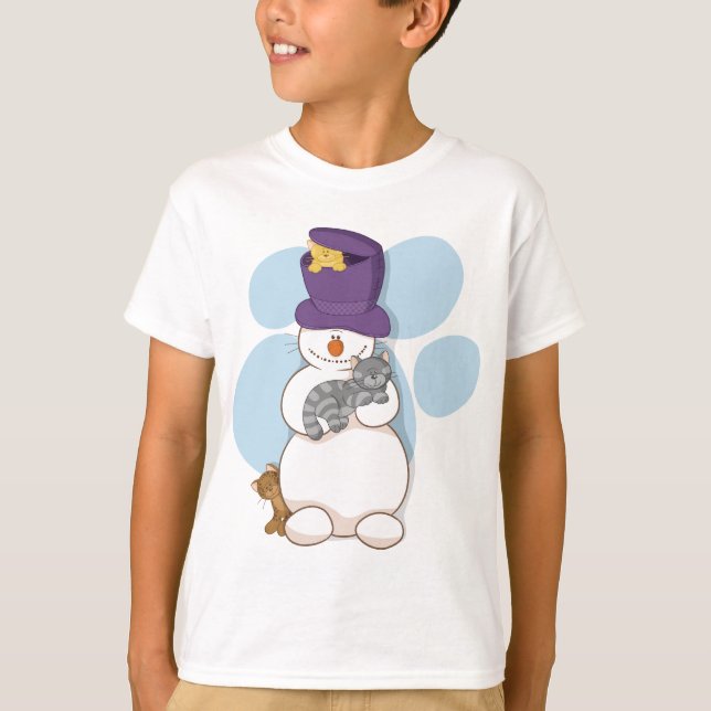 Boneco de neve e t-shirt dos gatos (Frente)