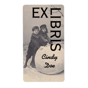 Boneco de neve EX da etiqueta LIBRIS do livro do