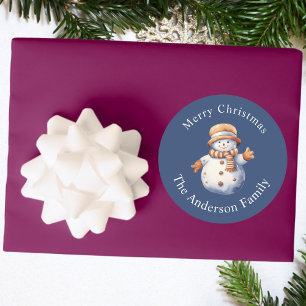 Boneco de Neve Fofo, Elegante Adesivo de Natal Fel
