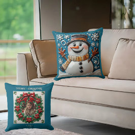 Boneco de Neve na Almofada de Lançamento de Neve