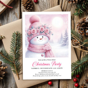 Boneco de Neve Rosa Suave Convite de Natal Infanti