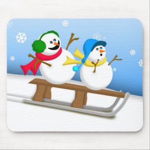 Bonecos de neve Sledding Mousepad