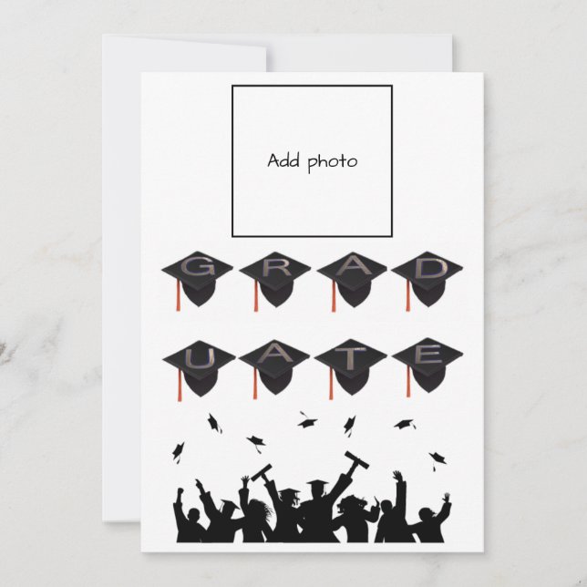 Bonés da classe formando Cartão com fotos preto br (Frente)