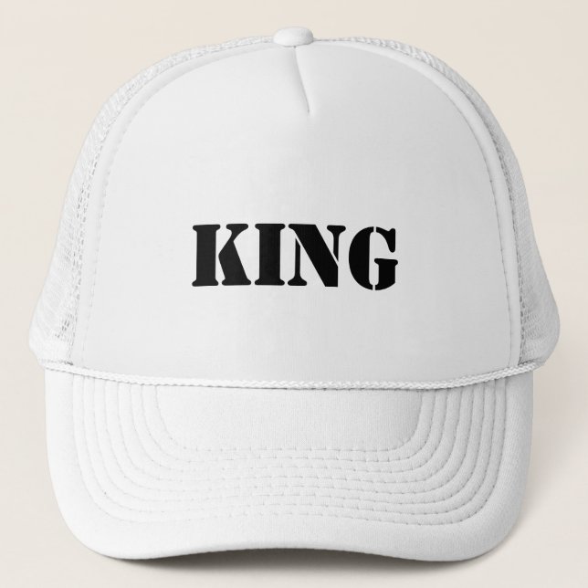 Bonés Personalizados Rei Texto Branco para Caminho (Frente)