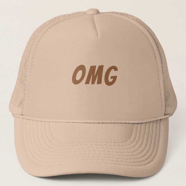 Bonés Trucker Personalizados OMG Texto Cor Bege (Frente)