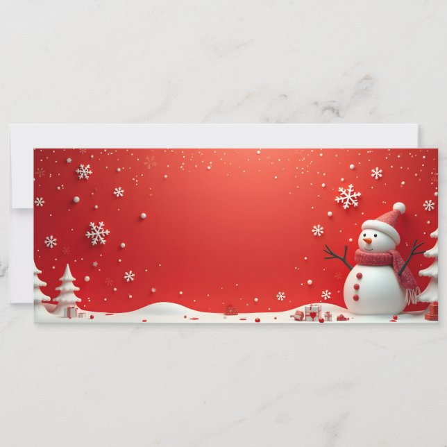 Bonhomme neige 3D sur fond rouge (Frente)