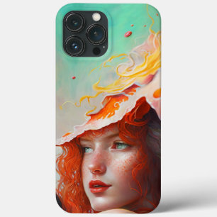 Bonita Abstrato de Arte Vermelha Ginger Girl