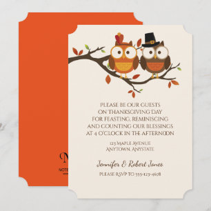 Bonita Ação de Graças - Coruja Convite