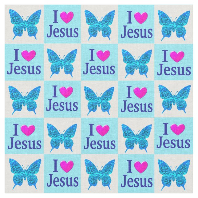 BONITA BORBOLA AZUL EU AMO TECIDO JESUS (Detalhe)