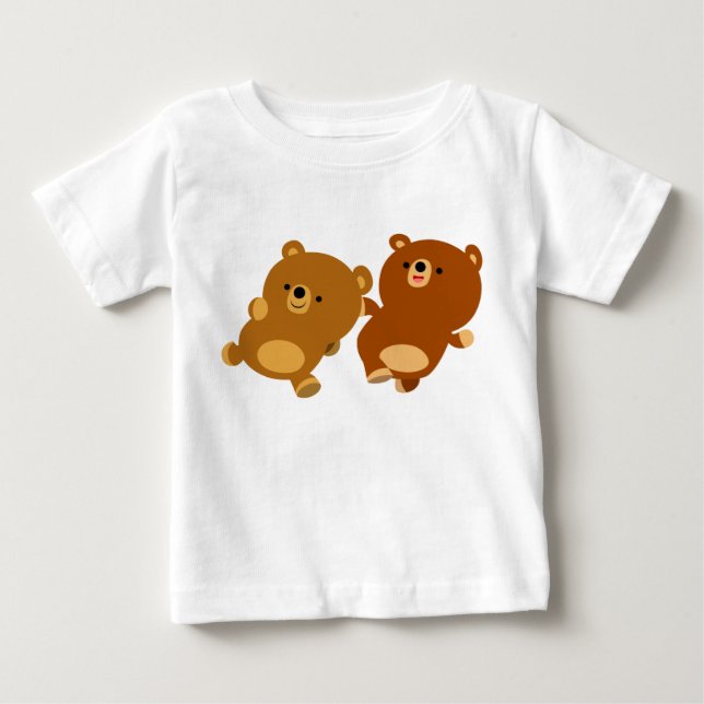 Bonita Cartoon Facebook Ursos Bebê T-Shirt (Frente)