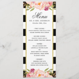Bonita Floral Stripes Moderna Menu de Casamento