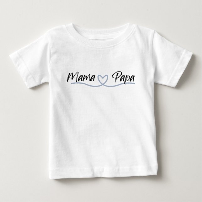 Bonita mamãe Papa com camiseta para bebê do coraçã (Frente)