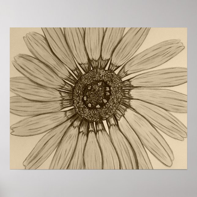 Bonita mão esboçada Poster de Flor (Frente)