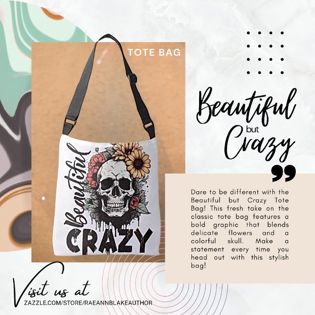 Bonita, mas louca, Tote Bag ecológica (Criador carregado)