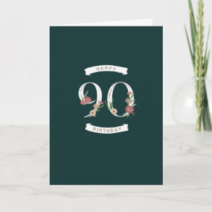 Bonita Numeração Floral 90 Cartão de Aniversário