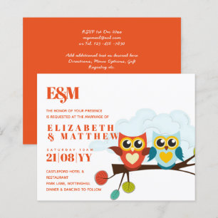 Bonita OWLS Pensou Casamento Laranja Azul