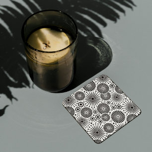 Bonita Porta copos de Cork preto e branco