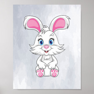 Bonita Poster de Cartoon Bunny! Bebê Rabbit Wall A