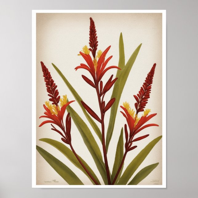Bonita Poster de Parede de Flores de Kangaroo Paw (Frente)