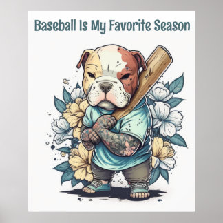 Bonita, Puppy Jogando Poster de Baseball