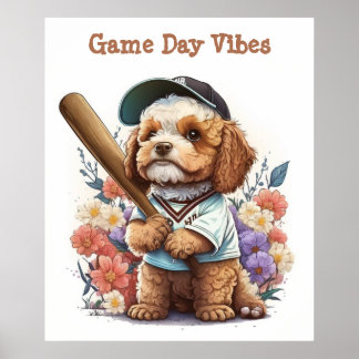 Bonita, Puppy Jogando Poster de Baseball