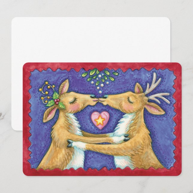Bonita Reindeer de Natal Convite Romântico para Be (Frente/Verso)