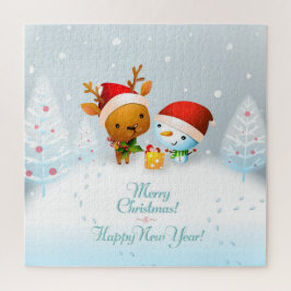 Bonita Reindeer de Natal e Quebra-cabeça de Snowma