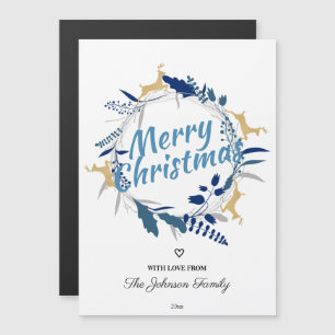 Bonita Reindeer Dourada Floral Wreath Magnet