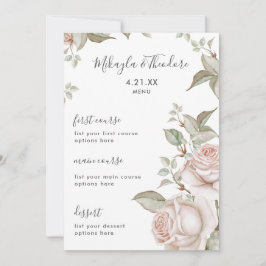 Bonita Rosa de Peach Blush Menu de Casamento