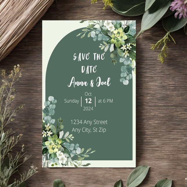 Bonita Sage Greenery Convite para Casamento (Criador carregado)