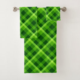 Bonita Xadrez verde conjunto de toalhas