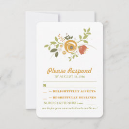 bonitinho pintado de flores RSVP de casamento