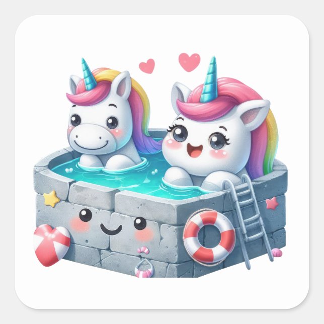 Bonito adesivos de Piscina Unicorn (Frente)
