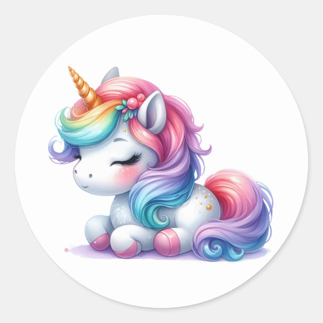 Bonito Adesivos Unicorn de Aquarela (Frente)