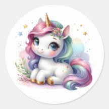 Bonito Adesivos Unicorn de Aquarela