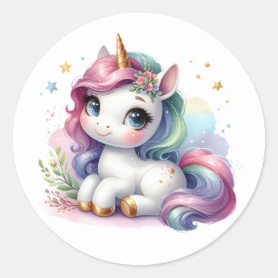 Bonito Adesivos Unicorn de Aquarela