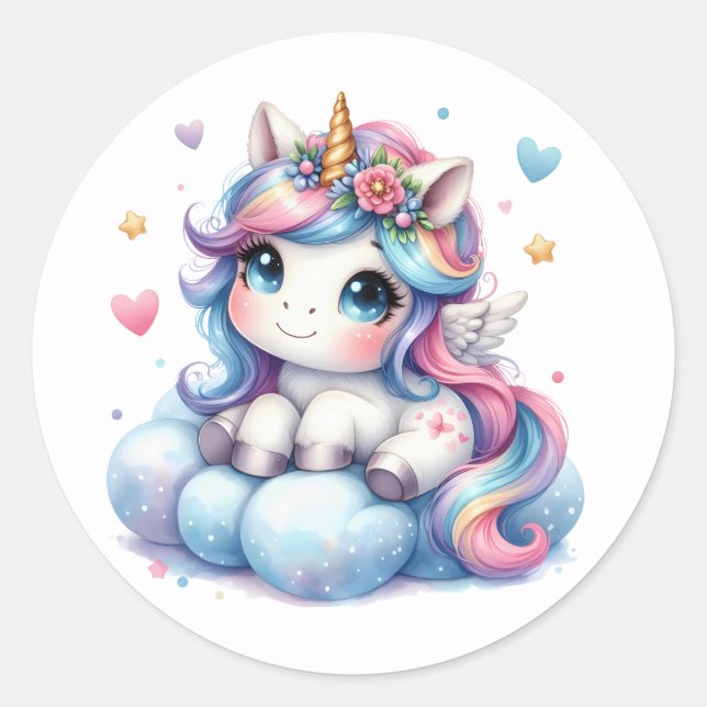 Bonito Adesivos Unicorn de Aquarela (Frente)