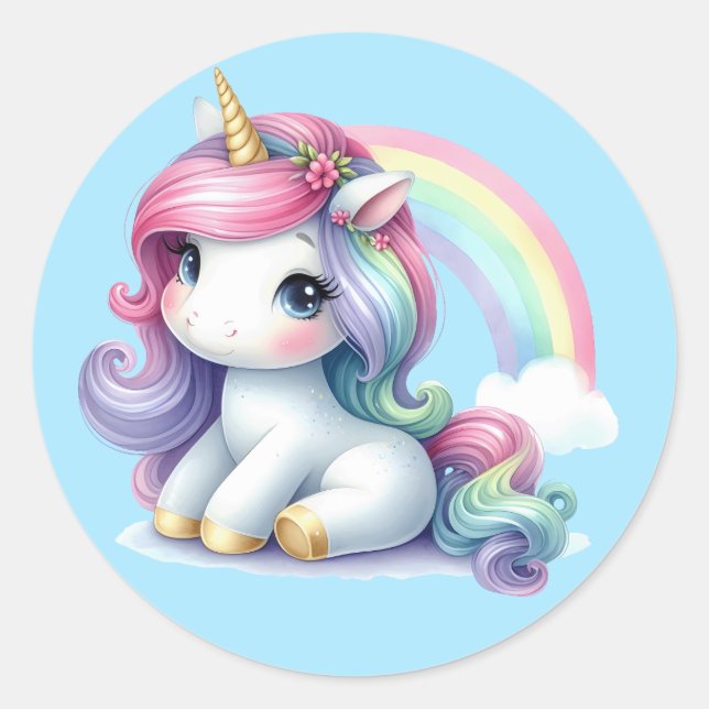 Bonito Adesivos Unicorn de Aquarela (Frente)