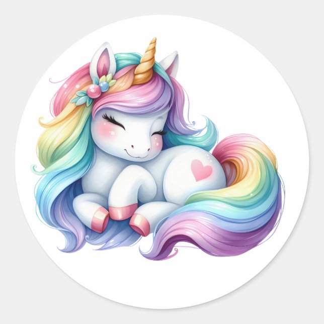 Bonito Adesivos Unicorn de Aquarela (Frente)