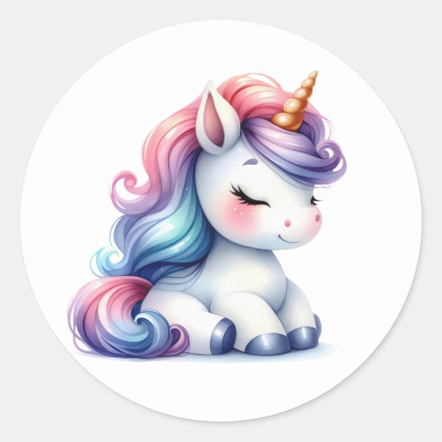 Bonito Adesivos Unicorn de Aquarela (Frente)