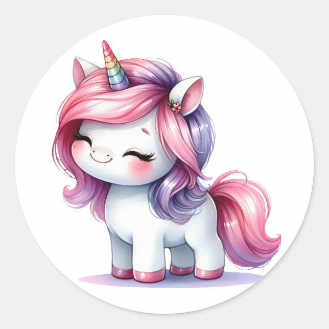 Bonito Adesivos Unicorn de Aquarela (Frente)