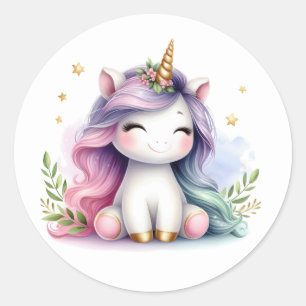 Bonito Adesivos Unicorn de Aquarela