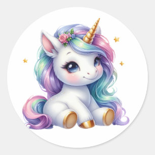 Bonito Adesivos Unicorn de Aquarela