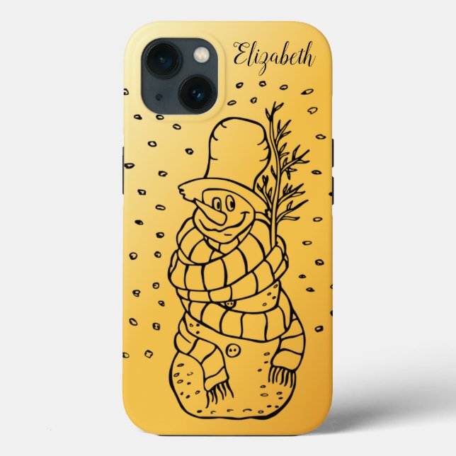 Bonito, adorável, Dourado boneco de neve de Natal (Verso)