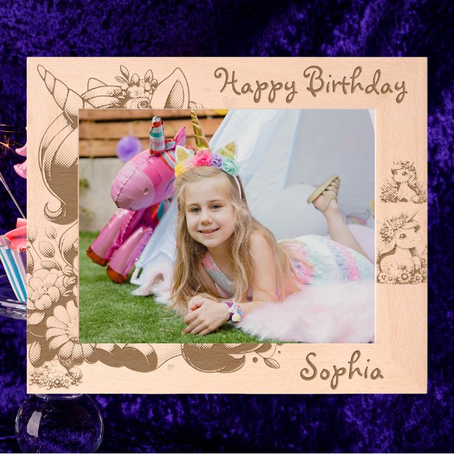 Bonito Aniversário de criança Floral Unicorn Gift  (Criador carregado)