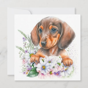 Bonito Aquarela Dachshund Puppy Floral